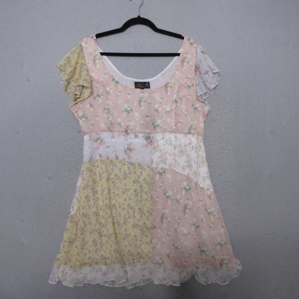 dELiAs Dolls Kill Dress 1X Patchwork Floral Mini Cottagecore Fairy Grunge NWT